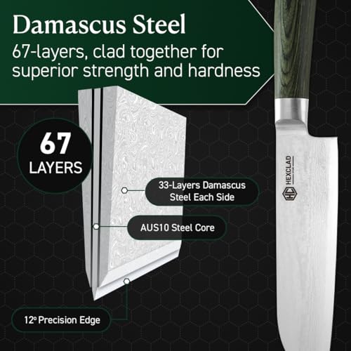 7" Japanese Damascus Stainless Steel Santoku Knife