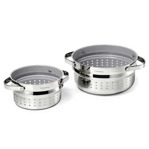 Small and Large Steamer Set with Handles (Stainless Steel / Small & Large (3qt & 6.5qt))