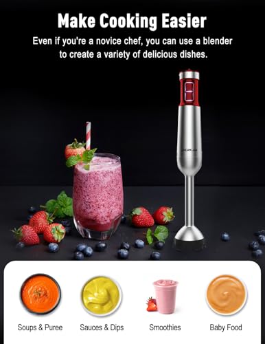 Powerful Immersion Blender handheld (Red)