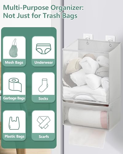 Bag Saver Extra Large 2 in 1 Plastic Bag Holder Storage (Light Grey)