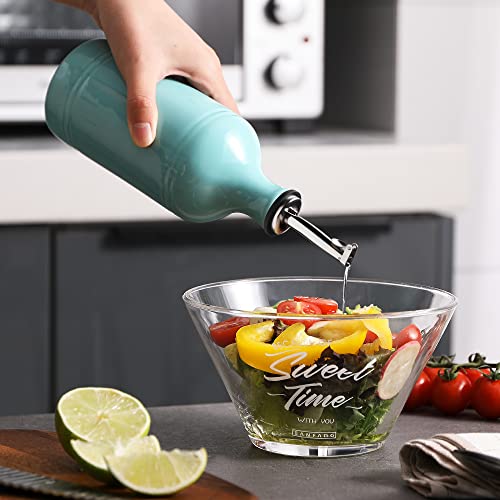 Sweejar Ceramic Olive Oil Dispenser Bottle (15.5 oz, Set of 1 / Turquoise)