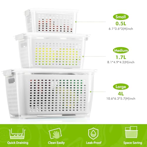 Produce containers for fridge (3pack white)