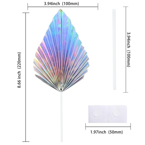 6Pcs Paper Palm Fan Cake Toppers Palm Spear Leaves Fan Cupcake Toppers Cake Insert Decorations Craft DIY Cake Bakeware Decoration for Birthday Party Wedding Party Decor Supplies Laser (6 Count)