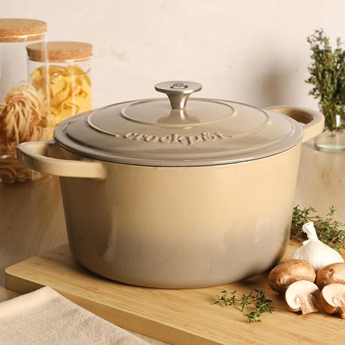 Artisan 7 Quart Enameled Cast Iron Dutch Oven Pot with Lid (Gradient Taupe / 7-Quart)