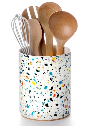 Ceramic Kitchen Utensil Holder for Countertop 6.4" Marble Pattern (Marble Pattern)