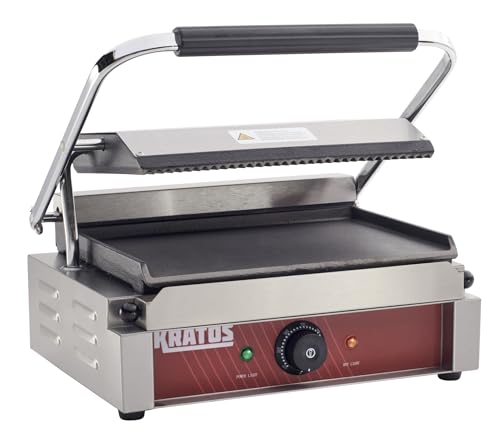 Commercial Panini Sandwich Grill Grooved Top w (Medium w/ Smooth & Grooved Plates)
