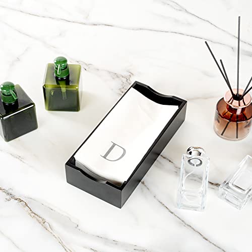 Paper Rectangle Silver Letter D Linen (Silver / 50 Count / D)