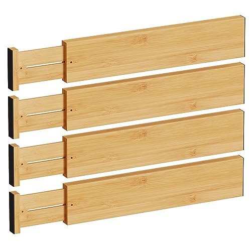 Bamboo Expandable Drawer Dividers (Natural / 4''H, 16.65''-22''L)