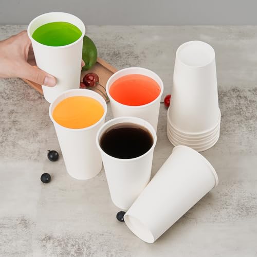 100 Pack 16 oz Disposable Paper Coffee Cups (White / 16 oz)