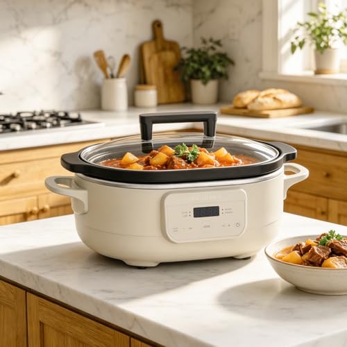 6 Quart Programmable Slow Cooker Removable Healthy Nonstick Pot