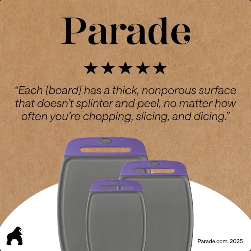 BPA Free Reversible Cutting Board (Gray/Purple / Large (Pack of 3))