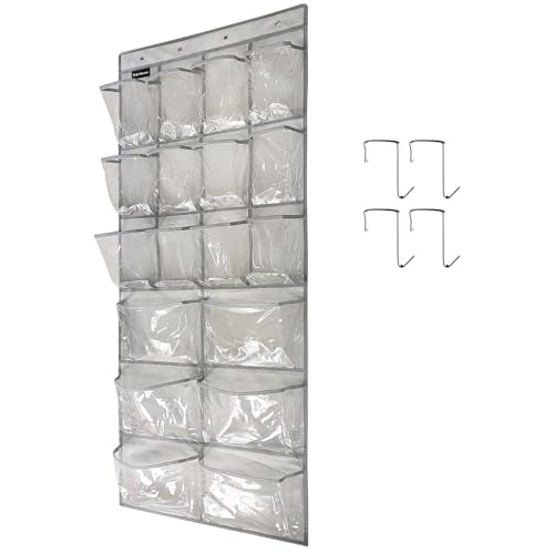 Extra Large Hanging Crystal Clear Over The Door Shoe Organizer (A-grey&Clear)