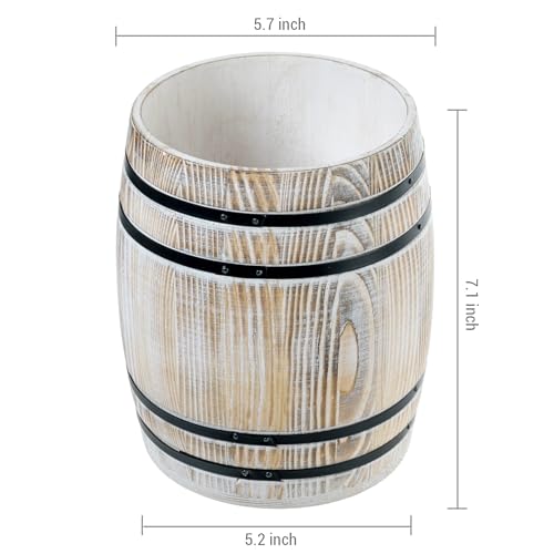 Whitewashed Wood Wine Barrel Kitchen Utensil Holder Crock