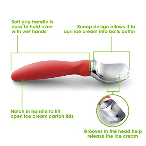 Stainless Steel Ice Cream Scoop with Soft Grip Handle