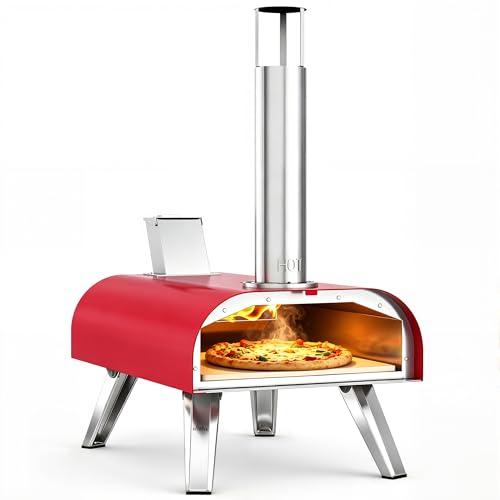 12" Multi Fuel Outdoor Pizza Oven Reach up to 1110℉ (Red)
