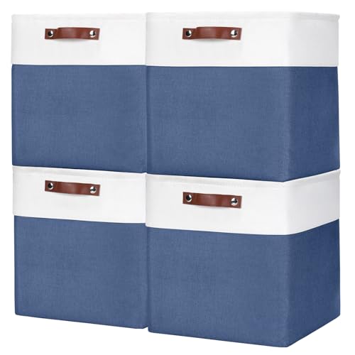 13x13 Cube Storage Bins (NavyBlue / Off-White / Cube - 13"x13"x13")