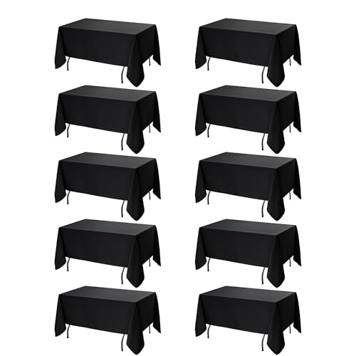 10 Pack Black Tablecloths for Rectangle Tables (Black / 70x108 In, 10 Pack)