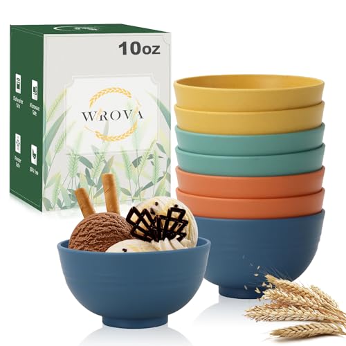 wheat straw small bowls 10oz set of 8 (10 oz / Navy blue,Green,Yellow,Orange)