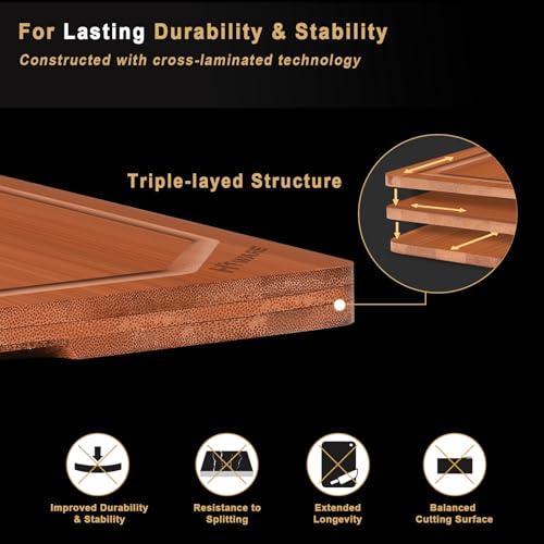 4 Pieces Extra Large Wooden Cutting Boards Set (Brown / S+M+L+XL)