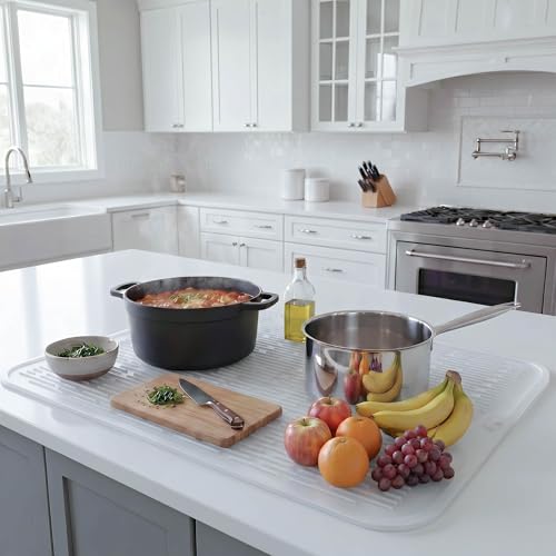 Silicone Dish Drying Mat for Multiple Usage (Translucent / 24"L x 18"W)