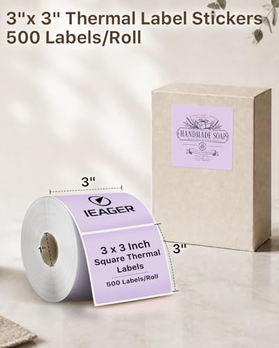 Purple 3" x 3" Square Thermal Label Stickers (3"x3" / Purple)