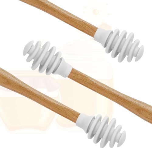 3 Pack Silicone Honey Dipper Sticks (White)