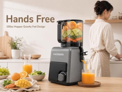 3-in-1 Cold Press Juicer Machines, 6.5" Mega Chute for Whole Fruit, Slow Masticating Juicer with Sorbet & Nut Milk Maker, BPA Free, 100 OZ Hopper, Easy Clean, Oxide Gray