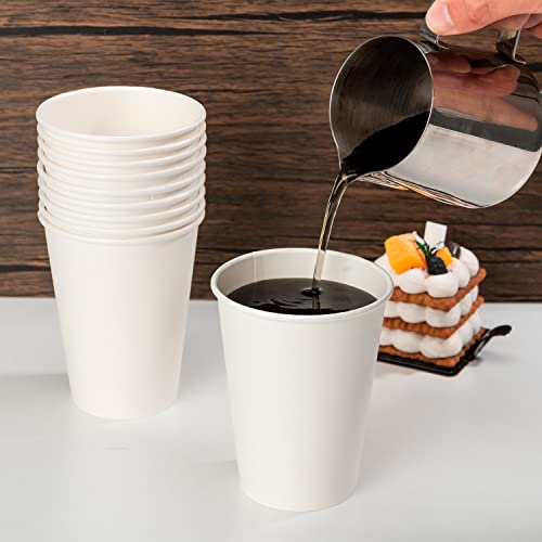 500 Pack 12 oz Disposable Paper Coffee Cups (500 Count-White / 12 oz)
