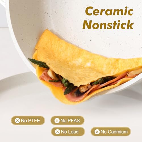 Nonstick Frying Pan Skillet with Lid 3.5 (Ceramic White / 11-inch/4.5QT)