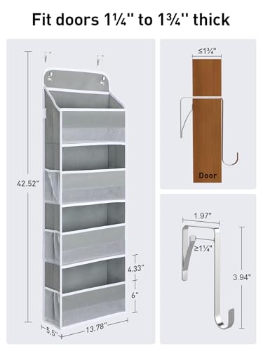 1 Pack Over the Door Organizer (Grey / 4 Tier)