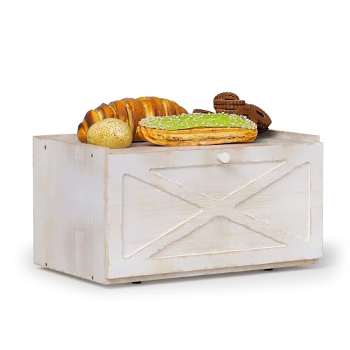 Bamboo Bread Box for Kitchen Counter Farmhouse Bread Storage Container Large Capacity Bread Storage Bin Bread Holder