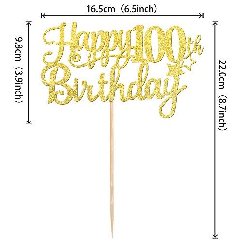 1 PCS Happy 100th Birthday Cake Topper (Gold / 100th)
