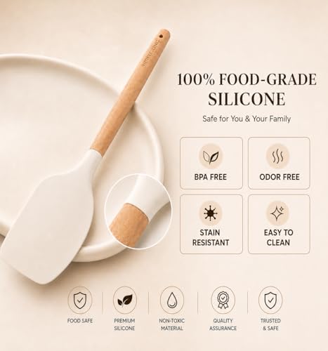 Silicone 10 Pcs Kitchen Cooking Utensils Set (CreamWhite)