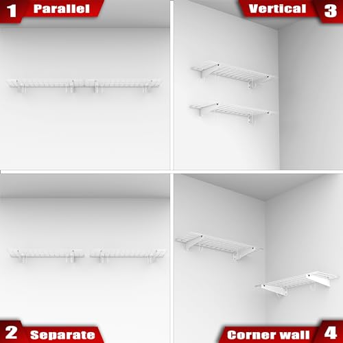 2 Pack Garage Wall Shelves (White-15x45)