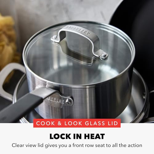 x Bobby Flay Stainless Steel 12 Piece Cookware Pots & Pans Set (12 Piece Cookware Set / Stainless Steel)