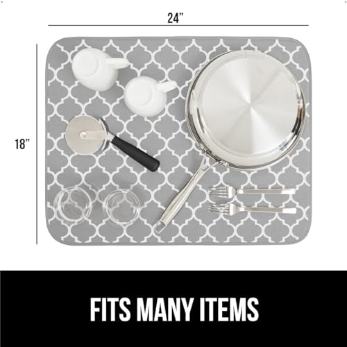 Ultra Absorbent Microfiber Dish Drying Mat (18" x 24" / Microfiber / Quatrefoil)