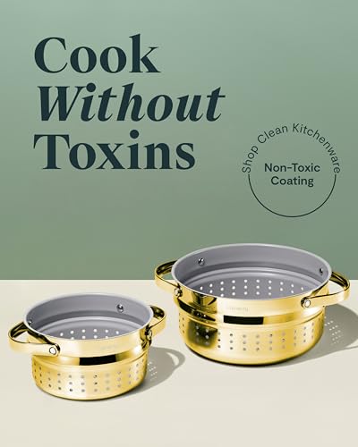 Small and Large Steamer Set with Handles (Gold / Small & Large (3qt & 6.5qt))