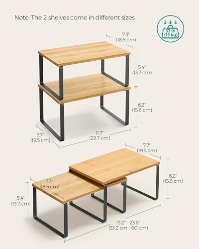 Cabinet Organizer Shelf (Black + Natural / 2*S (5.4"H) + 2*S (6.2"H))