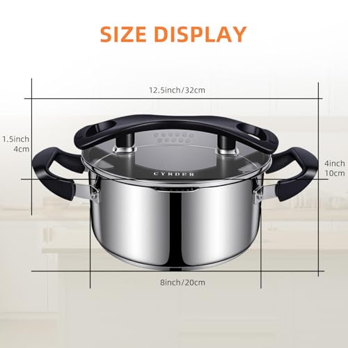 Stainless Steel Pasta Pot with Pour Spout and Strainer