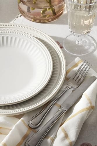 French Perle Groove White Dinnerware Set with Accent Plates (12-Piece Place Setting)