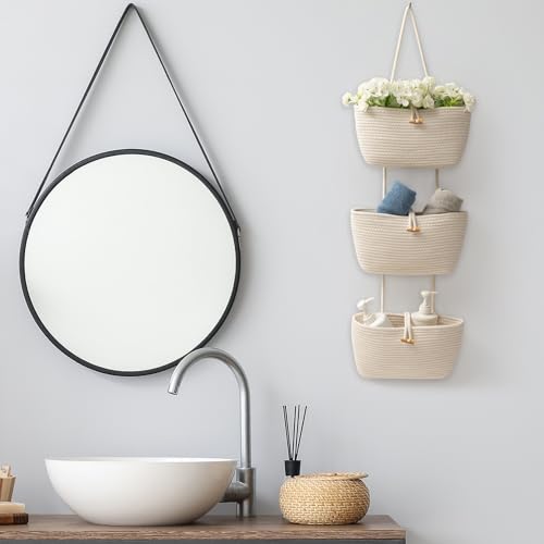 Over the Door Hanging Baskets with Button Strap (White / 3 tier+Button)