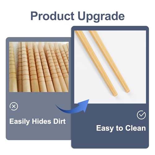 Bamboo Chopsticks Reusable 20Pairs (Style 1 - 20 Pairs - 9.45 inches)