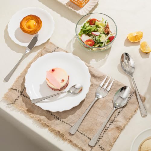 45 Pcs 18 10 Steel Silverware Set with Serving Utensils (45-Piece / Silver)
