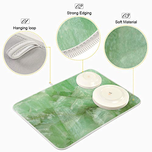 Super Absorbent Dish Drying Mat (Green Jade Stone Marble / 18" x 24")