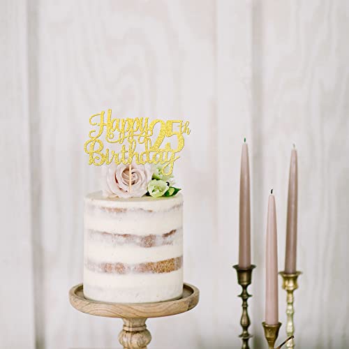 1 PCS Happy 25th Birthday Cake Topper Gold Glitter Cheers to 25 Years Birthday Cake Pick 25 Fabulous Cake Decoration for Happy 25th Birthday Theme Party Decorations Supplies (Gold / 25th)