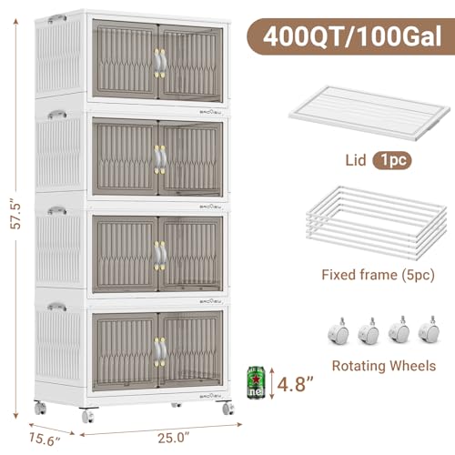 400Qt Stackable Storage Bins with Lid (4 Count)