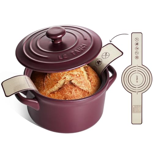 3 QT Ceramic Bread Baker with Lid for Sourdough (Purple)