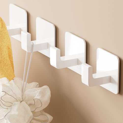 Square Self Adhesive Towel Hooks (White / 4 Pack)