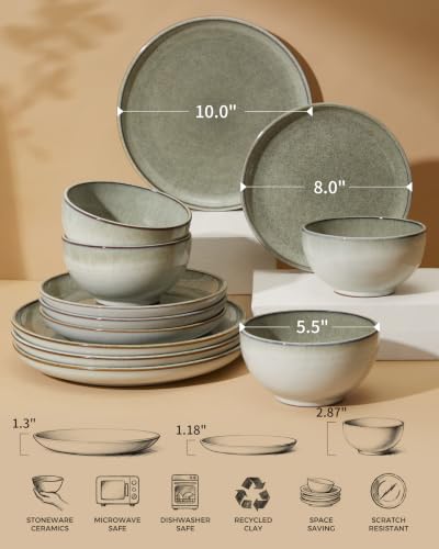 Ceramic Dinnerware Sets for 4 (Slate Gray / Set (12pcs))