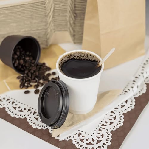 8 oz Double Wall Insulated Coffee Cup [500 Count] White Disposable Paper Hot Cup (8 OZ / Insulated - White)
